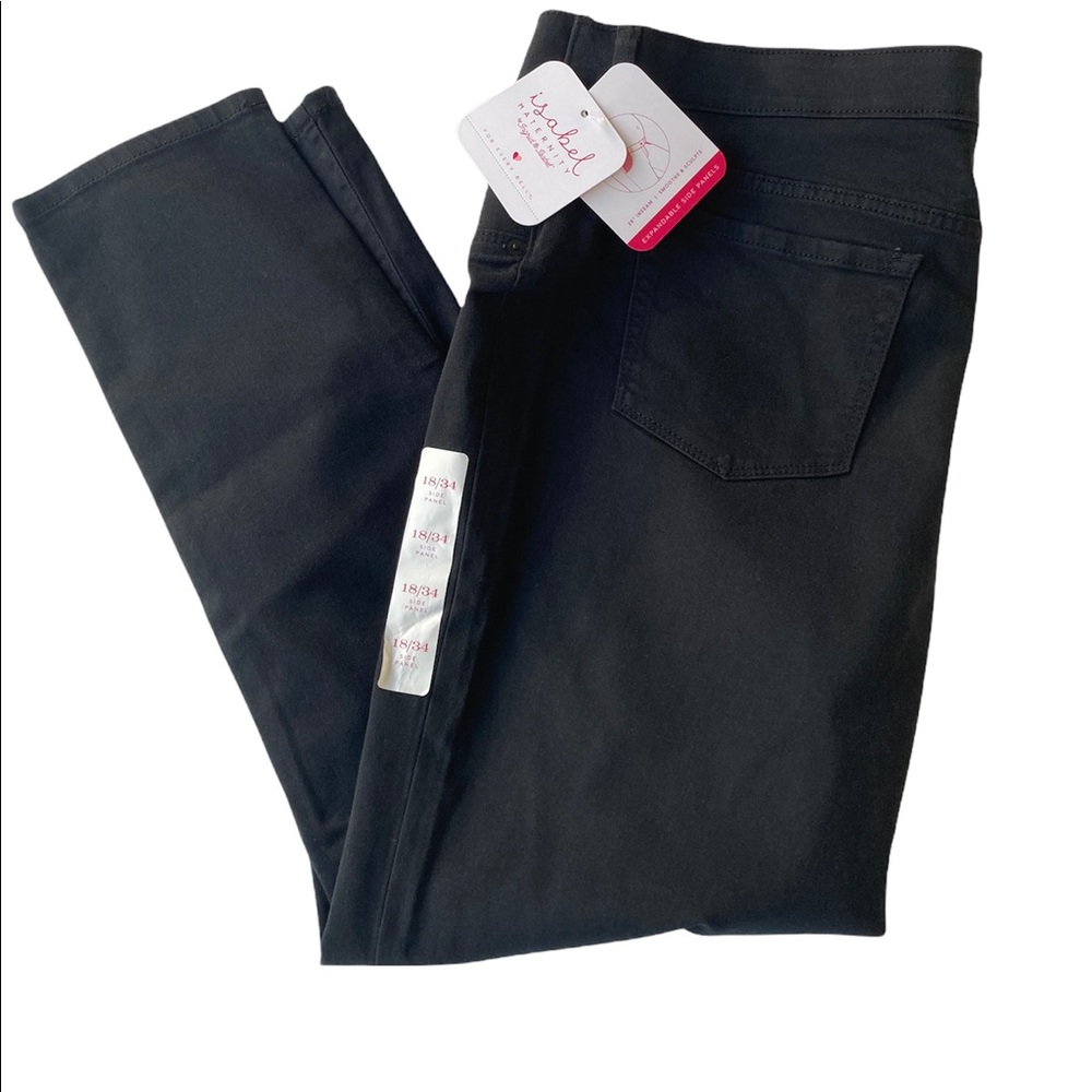 Black Isabel Maternity Denim Jeans Skinny Expandable Side Pannels 18 NWT